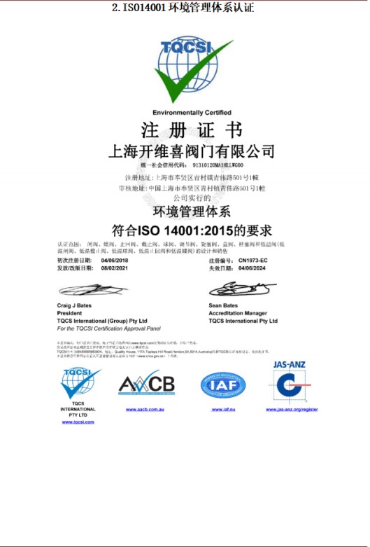 注册证书（2.ISO14001 环境管理体系认证）
